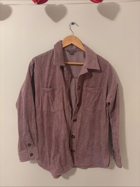 Corduroy Button-Up Jacket Shirt in Mauve - Brand: Matty M